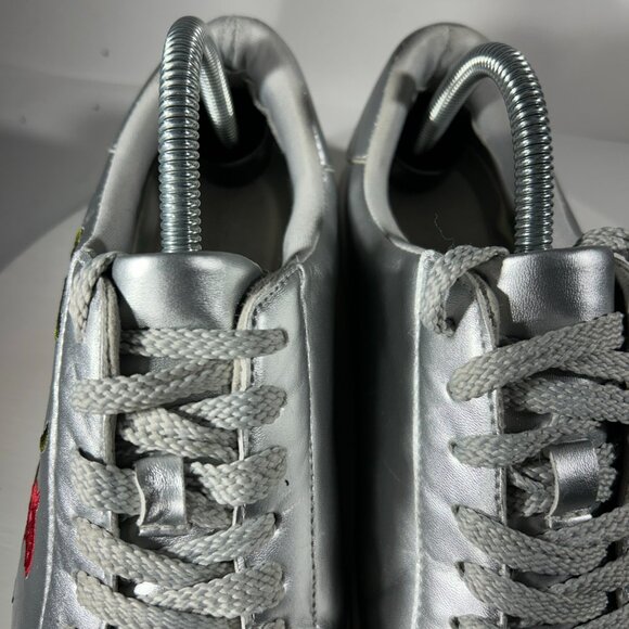 ComfortView Silver Rose Floral Womens Size 9 WW Shoes X-Wide Sneakers Embroidery - Picture 3 of 12